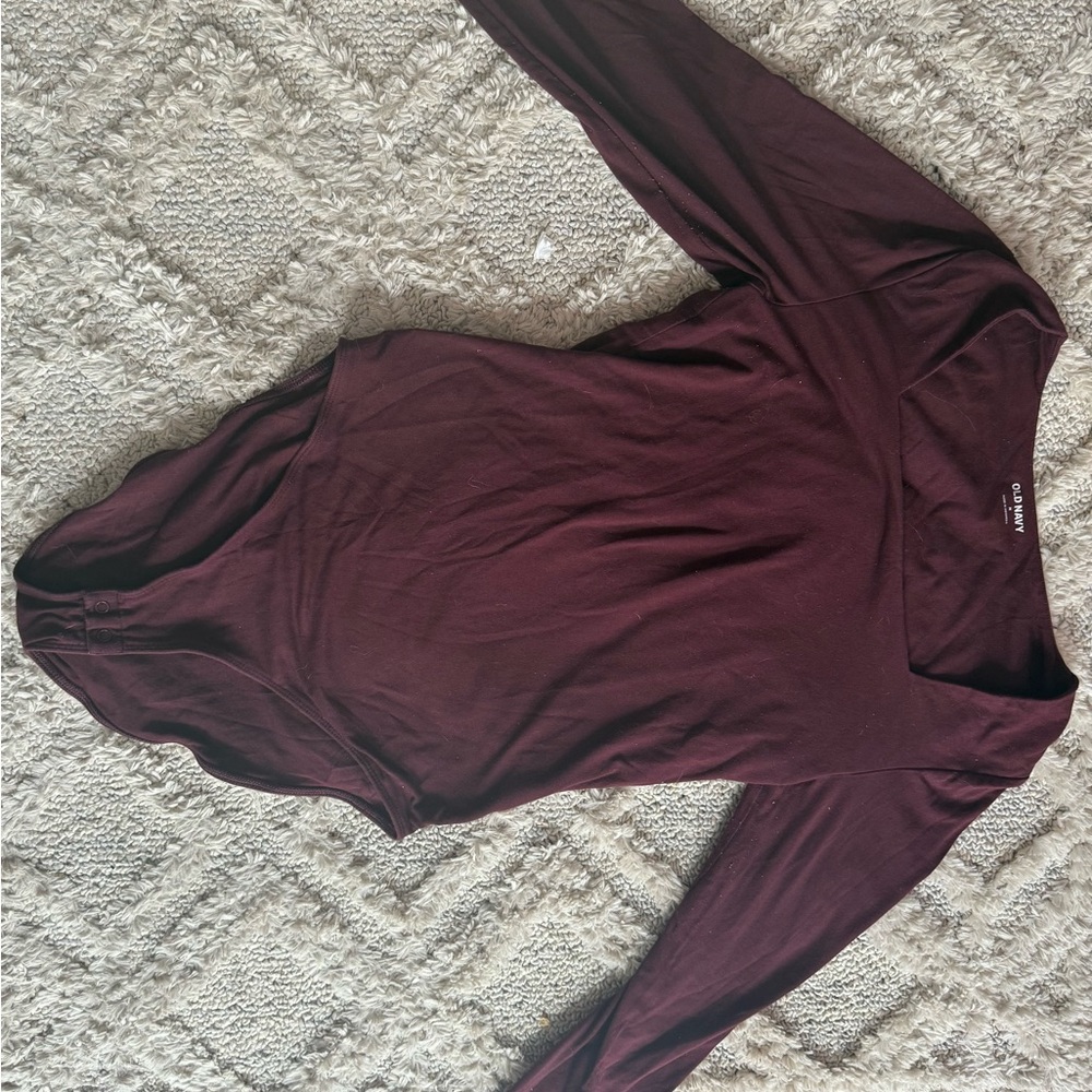 Old Navy Deep Burgundy Long Sleeve Bodysuit